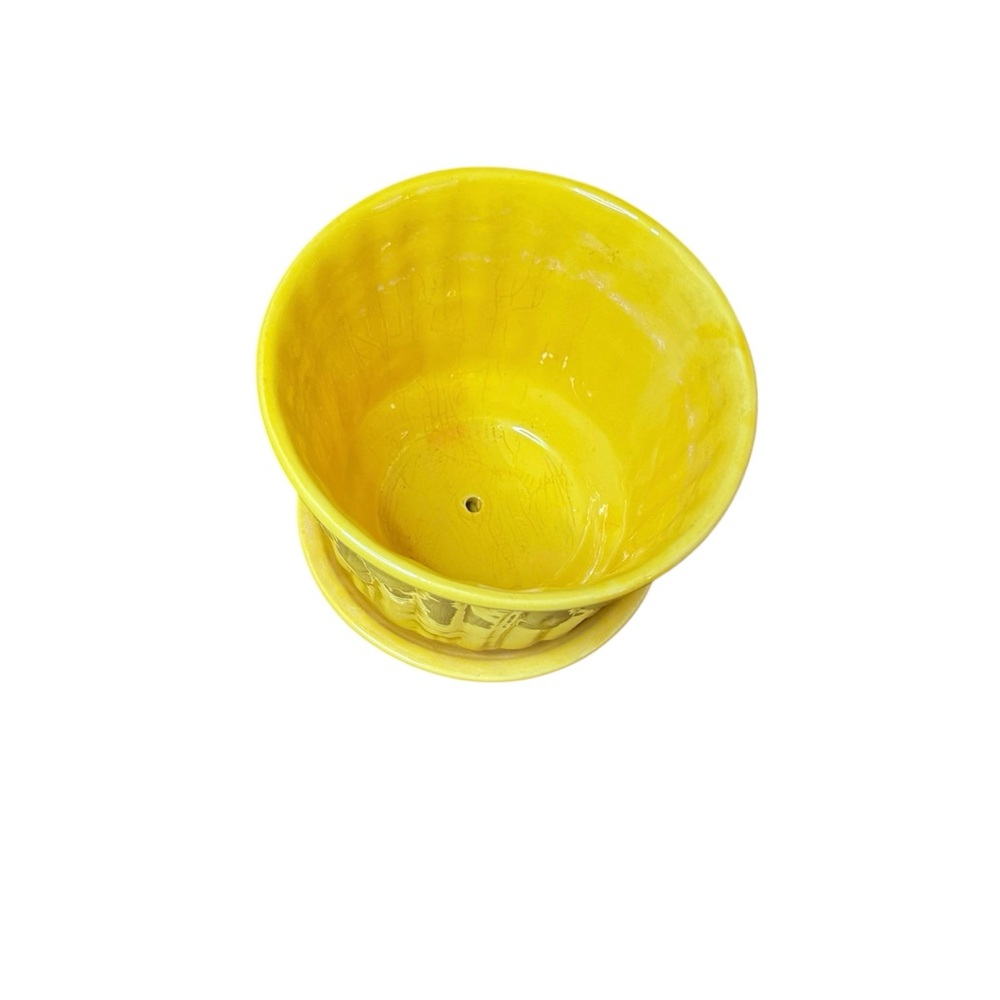 Vintage McCoy Yellow Planters Set of 2 Mid-Century Modern 0375 & 378 - Picture 6 of 7